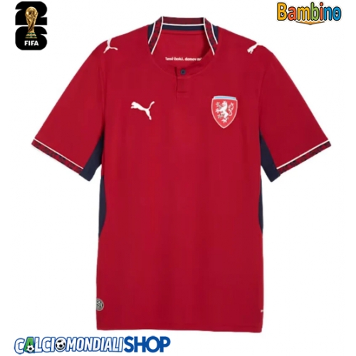 Maglie da calcio Repubblica Ceca Prima Maglia Bambino Mondiali 2026  Manica Corta + Pantaloni corti)